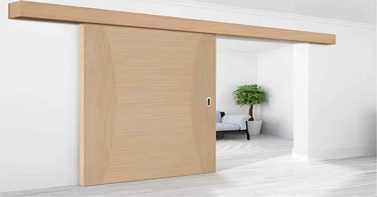 Mẫu cửa lùa 1 cánh cho phòng ngủ bằng gỗ thiết kế đơn giản tinh tế